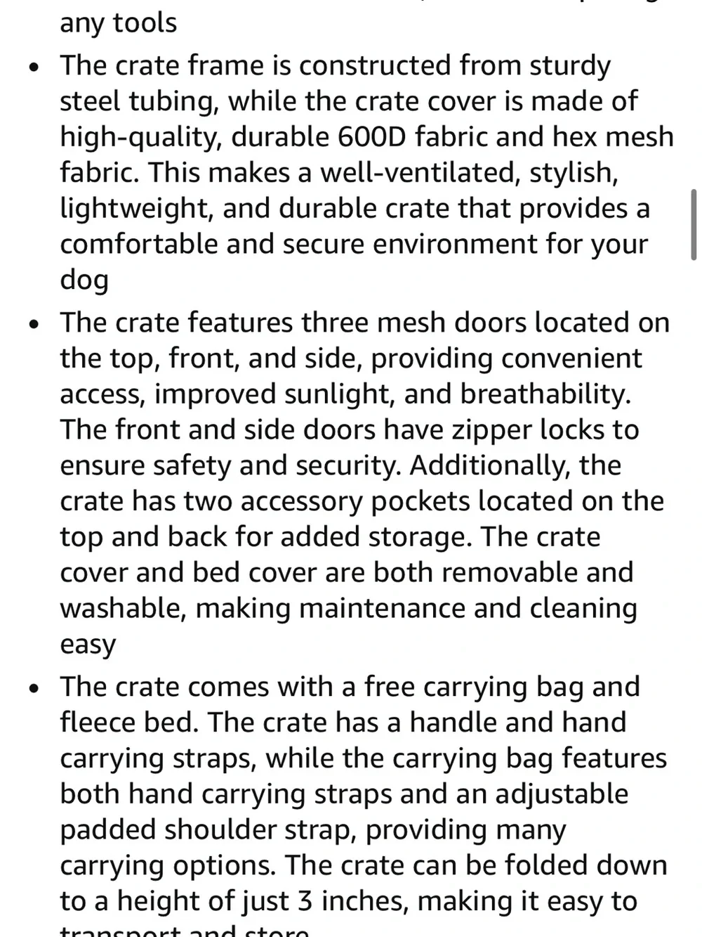 NEW Elitefield 3-door Soft Dog Crate with Bed & Carrying Bag- 42”L x 28”W x 32”H